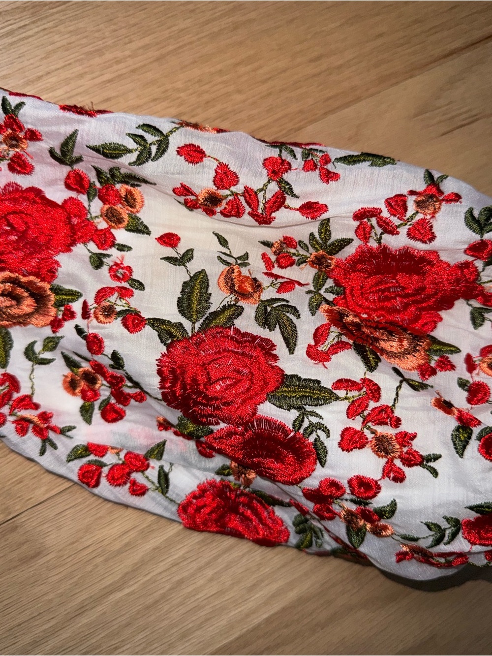 Alexis White Maxi Skirt Set with Red Floral Embroidery - Picture 3 of 5